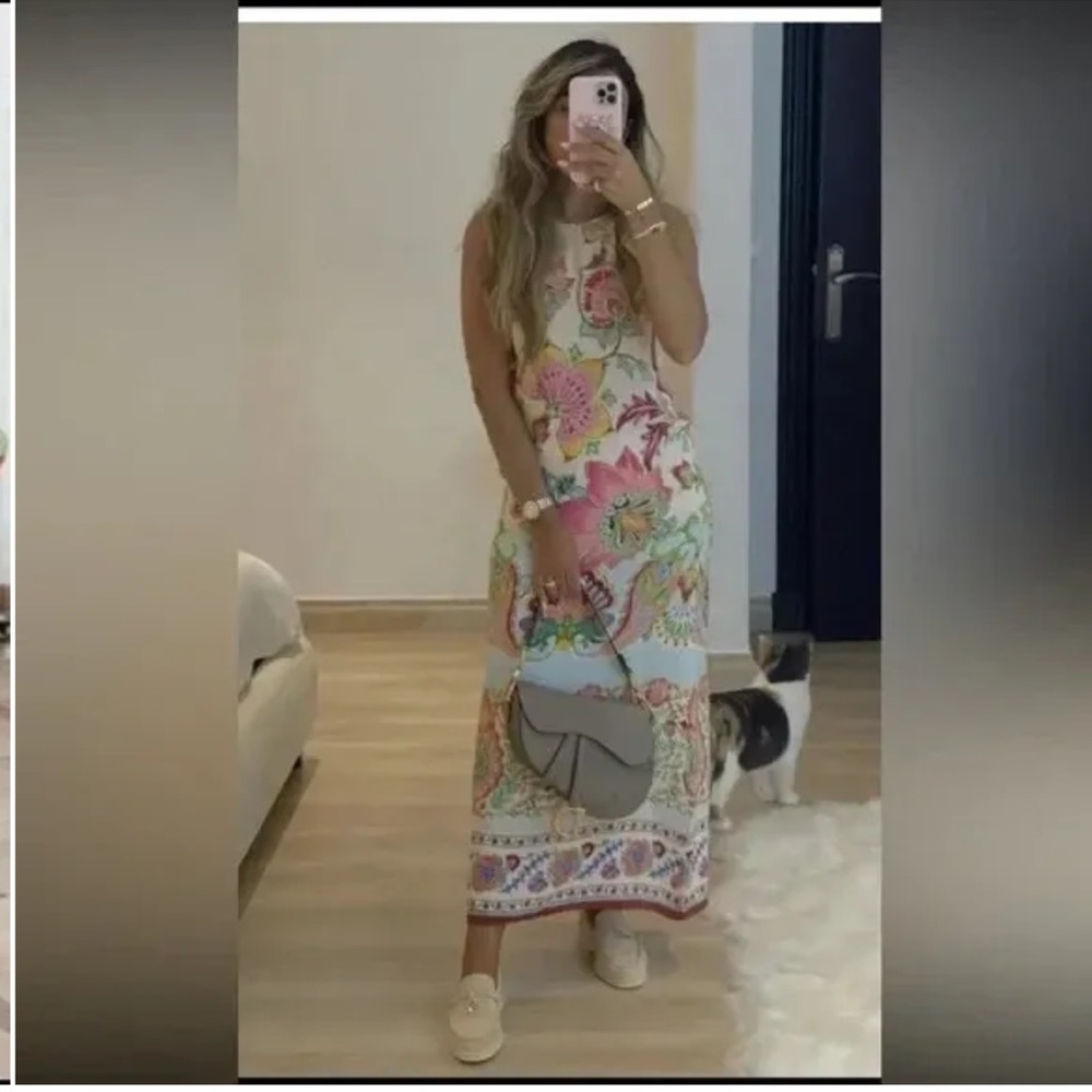 NWT ZARA BLOGGER FAVE FLOWING PRINTED MAXI DRESS - Picture 11 of 17